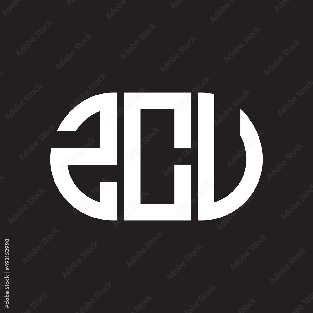 ZCU letter logo design. ZCU monogram initials letter logo concept. ZCU letter design in black background.