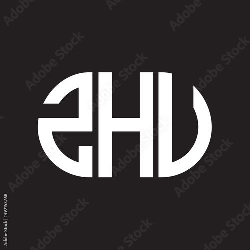 ZHU letter logo design. ZHU monogram initials letter logo concept. ZHU letter design in black background.