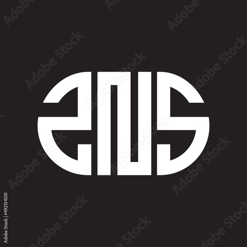 ZNS letter logo design. ZNS monogram initials letter logo concept. ZNS letter design in black background.