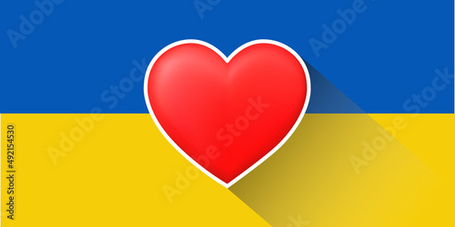 Ukraine flag design. Pray Ukraine with heart symbol banner sign. The message for war in Ukraine.