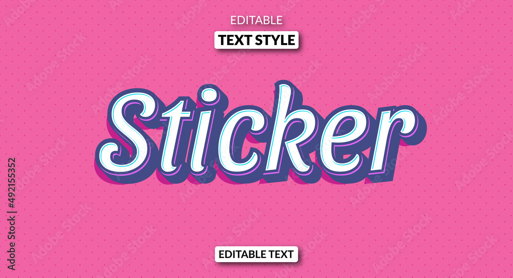 Editable text style effect - pink purple sticker text effect