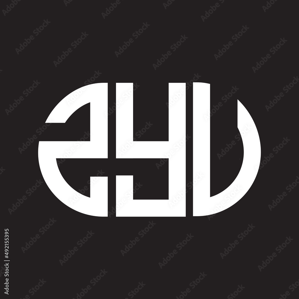 ZYu letter logo design. ZYu monogram initials letter logo concept. ZYu letter design in black background.