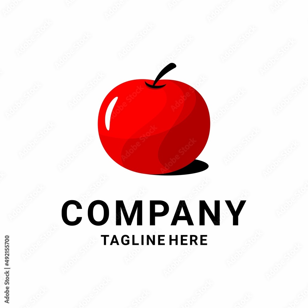 simple red tomato logo vector
