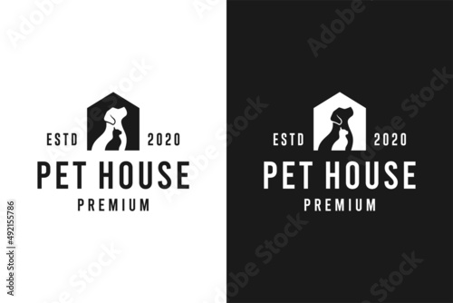 Pet house silhouette logo template 