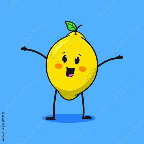 cute lemon fruit cartoon design premium vector