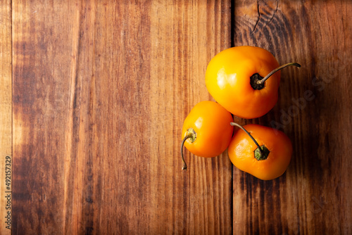 Chile Manzano. Also known as rocoto, locoto, morrongo, peron. Commonly consumed fresh in the cuisine of several Latin American countries photo