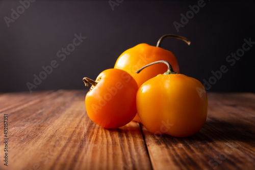 Chile Manzano. Also known as rocoto, locoto, morrongo, peron. Commonly consumed fresh in the cuisine of several Latin American countries photo