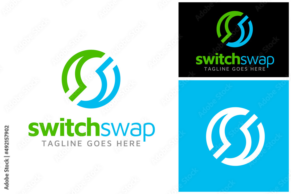 Initial Letter S for Swap Spin Switch rotate logo design with motion balance yin yang style rotation Initial Letter S for Swap Spin Switch rotate logo design with motion balance yin yang style rotation