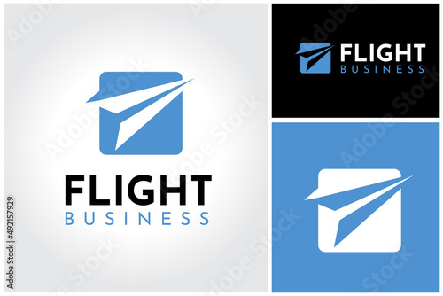 Simple modern square paper plane for aircraft aeroplane airplane aviation logo or icon design