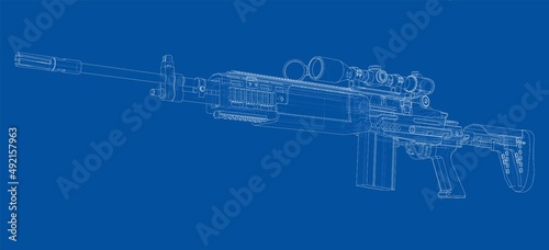 Machine Gun. Vector rendering of 3d