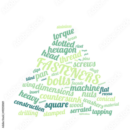 Fasteners word cloud vector illustration with transparent background