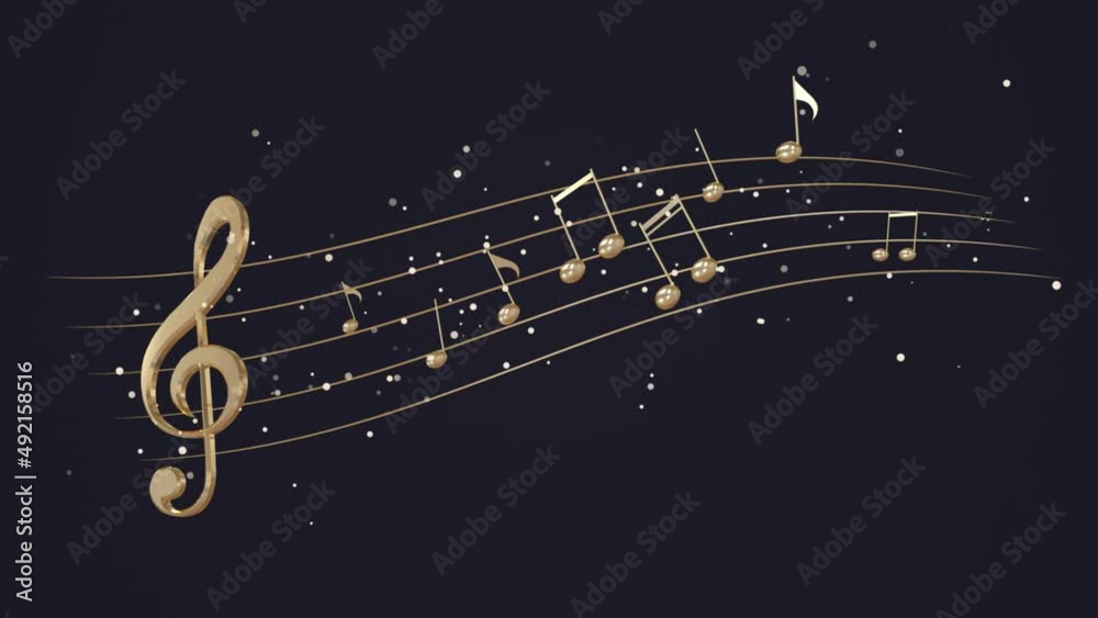 Music background, loop animation 3D with musical notes