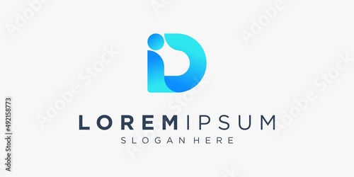Initials Letter ID or I D Colorful Modern Simple Monogram Vector Logo Design