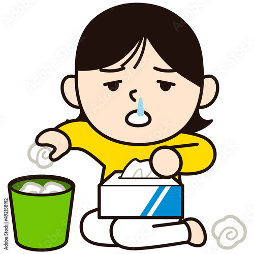 鼻水をだす女性