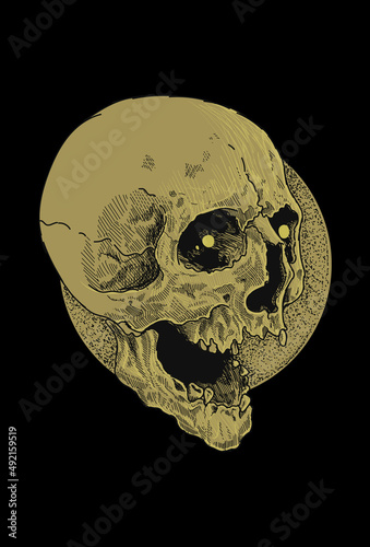 Dark art Skull Demon Head human with eye Art work Illustration