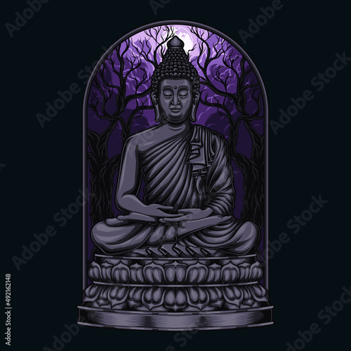 buddha statue vector illustration