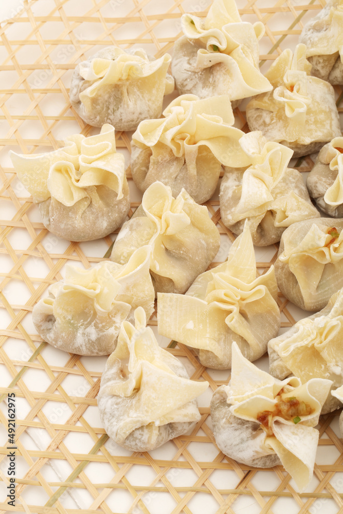 Ravioli Siu Mai on white background Ravioli Siu Mai on white background