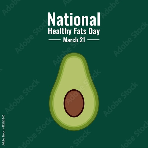 Avocado Fruit Vector, National Healthy Fats Day Design Concept, suitable for social media post templates, posters, greeting cards, banners, backgrounds, brochures. Vector Illustration