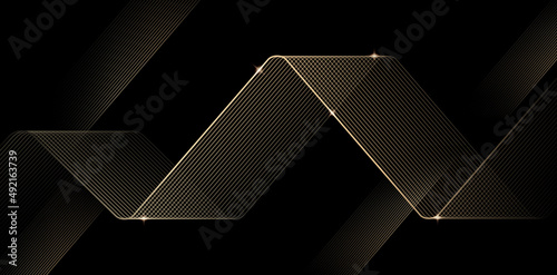 diagonal golden line glass cube on black background, illustration of website banner, poster sign corporate business, social media post, billboard agency advertising media, motion video, animation wave