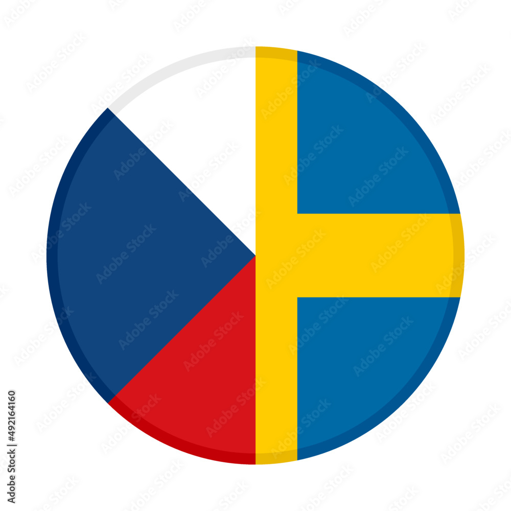 round icon with czech republic and sweden flags. vector illustration isolated on white background