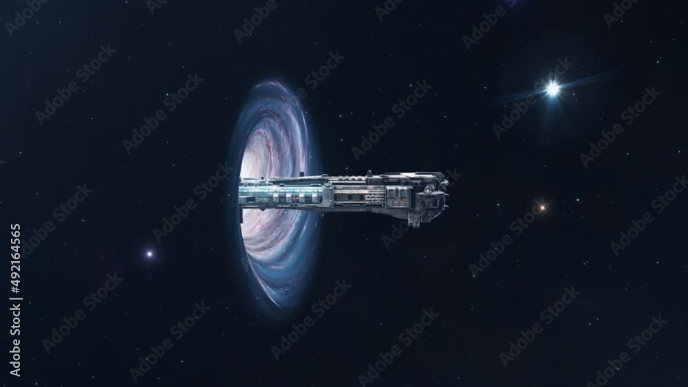 Large Spaceship Leaving a Wormhole Large Spaceship Leaving a Wormhole