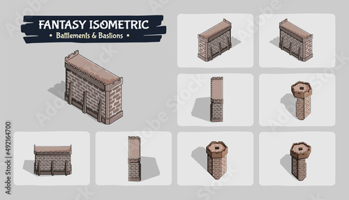 Battlements and Bastions Fantasy game assets - Isometric Vector Illustration