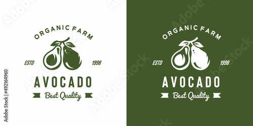 vintage avocado fruit logo illustration suitable for fruit shop and fruit farm