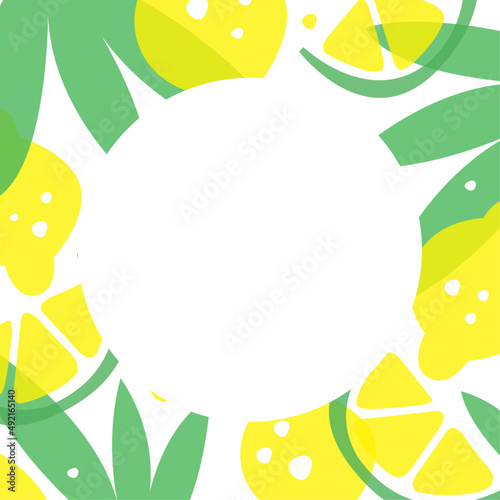 Decorative Citrus Fruit Frame with Doodle Lime and Lemon Elements Graphic Template