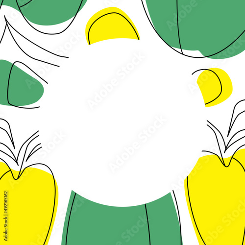 Decorative Veggie Frame with Doodle Local Crop Elements Graphic Template