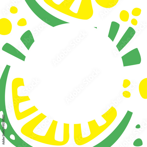 Decorative Citrus Lime Frame with Bright Doodle Elements Graphic Template
