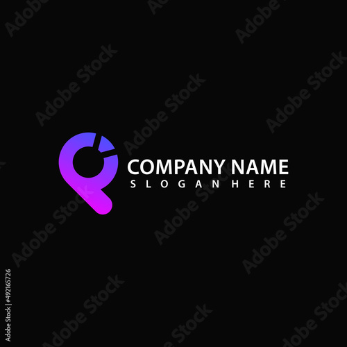modern gradient letter P and C digital logo vector icon app