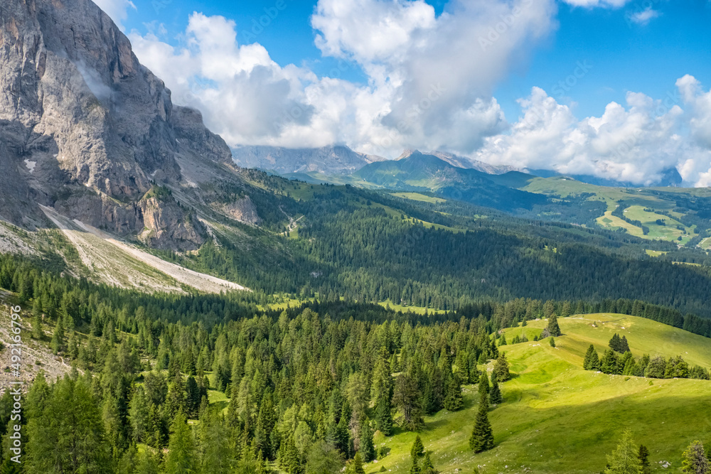 Scenics landscape view of a valley in the dolomites in italy