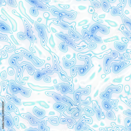 Soft blu water puddle seamless texture pattern. Fresh organic wet pool drop background. Swirl ombre blue degrade blur. Wavy decor illustration for summer beach design swatch tile. 