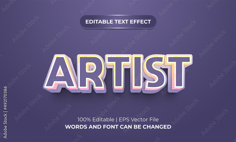 Artist 3d editable text effect