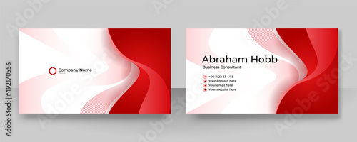 Modern stylish red business card vector design. Creative and clean business card template. Luxury elegant business card background in corporate style. Vector illustration
