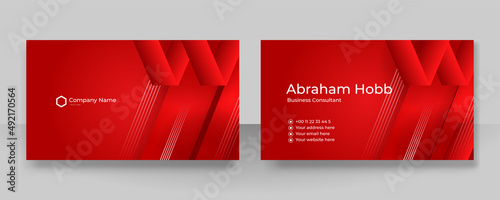 Modern stylish red business card vector design. Creative and clean business card template. Luxury elegant business card background in corporate style. Vector illustration