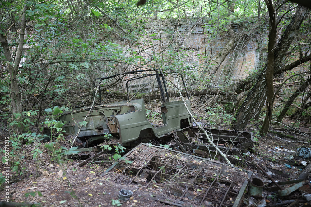 Car in Chernobyl Exclusion Zone, Ukraine