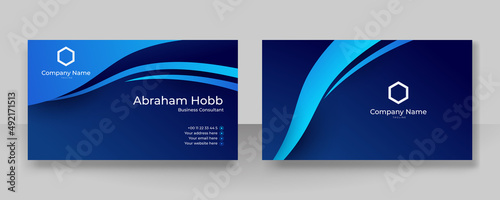 Modern stylish blue business card vector design. Creative and clean business card template. Luxury elegant business card background in corporate style. Vector illustration