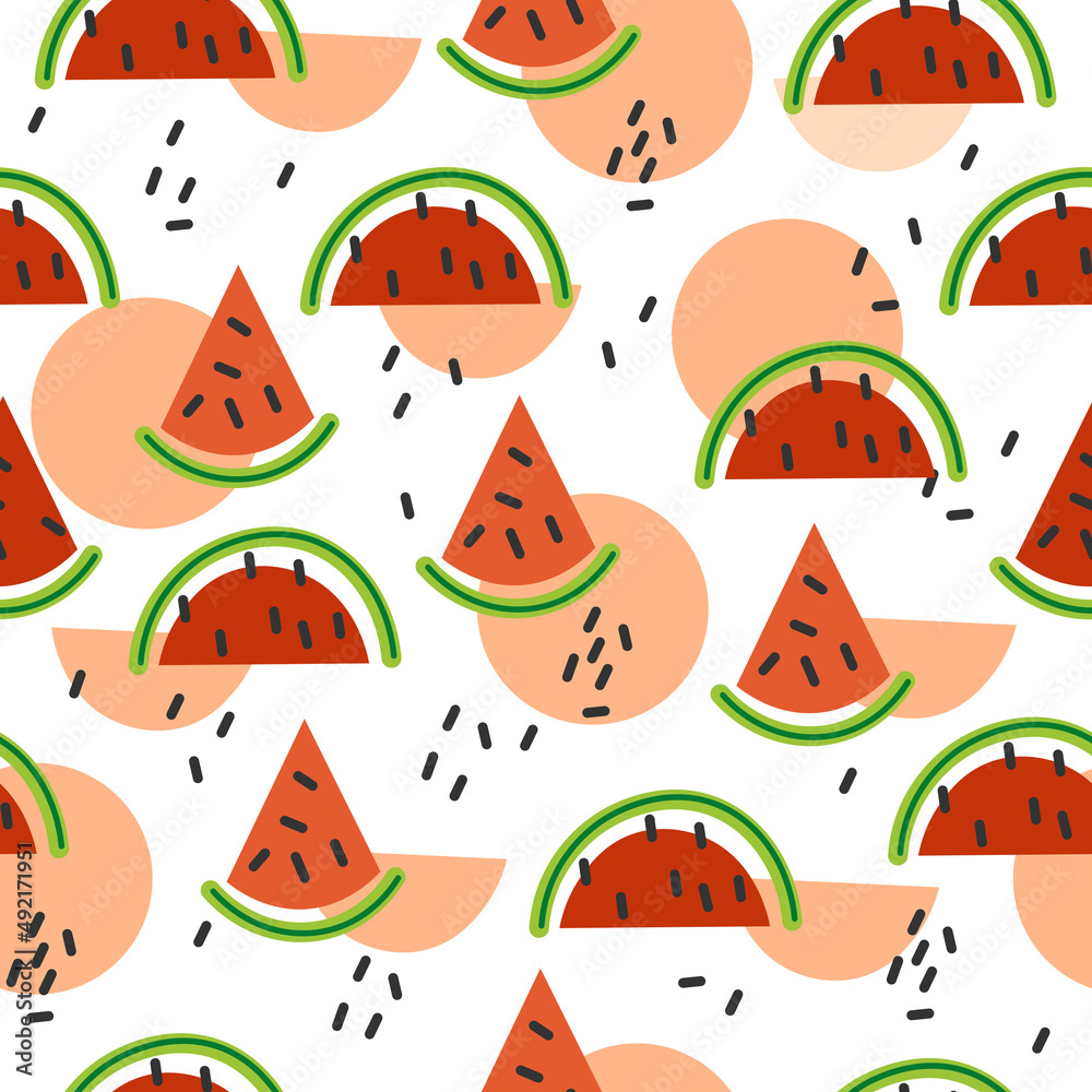 Summer pattern with watermelon slices 