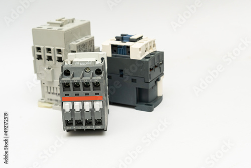 Photography Magnetic contactor with Overload Relay isolate on white background