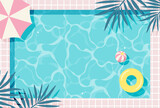 summer vector background with pool illustrations for banners, cards, flyers, social media wallpapers, etc.