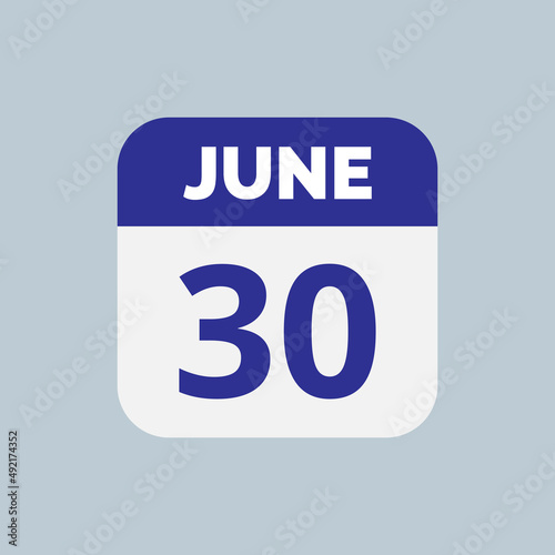June 30 Calendar Date Icon