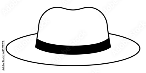 White hat with black lace ribbon, white hat for design