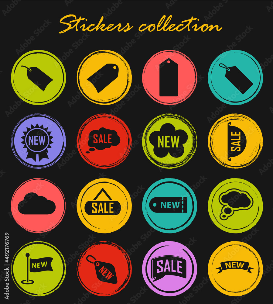 New stiker and label set icons New stiker and label set icons