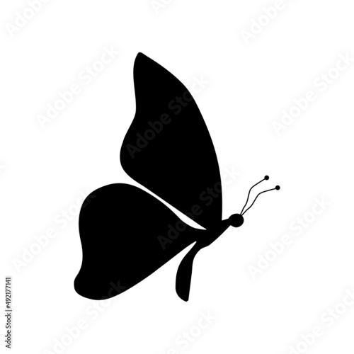 Butterfly for logo, blue butterfly. simple element for logo, SILHOUETTE. photo