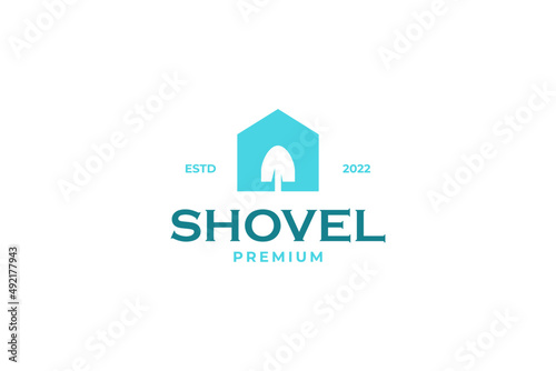 Abstract house shovel logo design vector