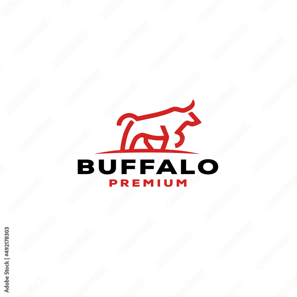 Buffalo logo vector icon illustration design Premium Vector