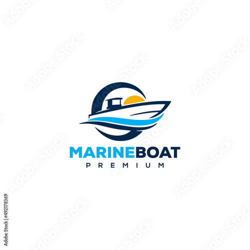 Boat logo vector icon illustration design Premium Vector