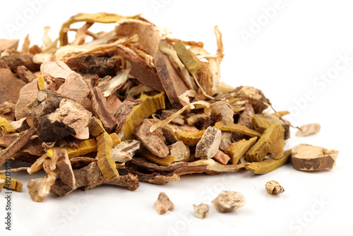 Chinese traditional herbal medicine on white background