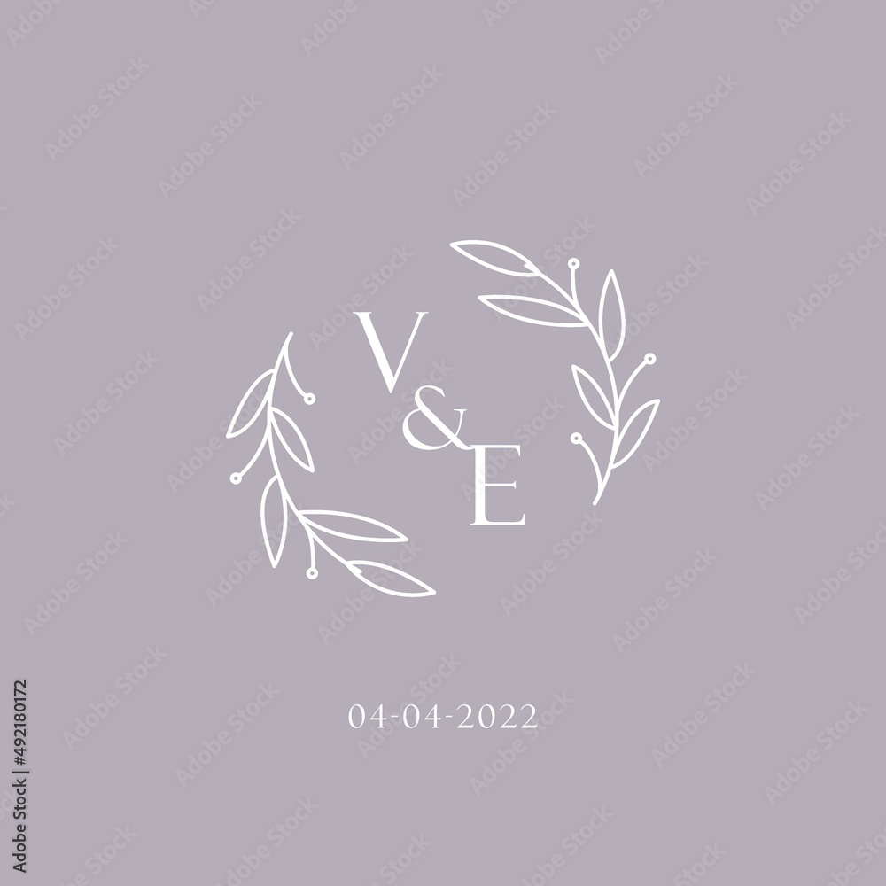 Initials VE wedding monogram logo inspiration Stock Vector | Adobe Stock